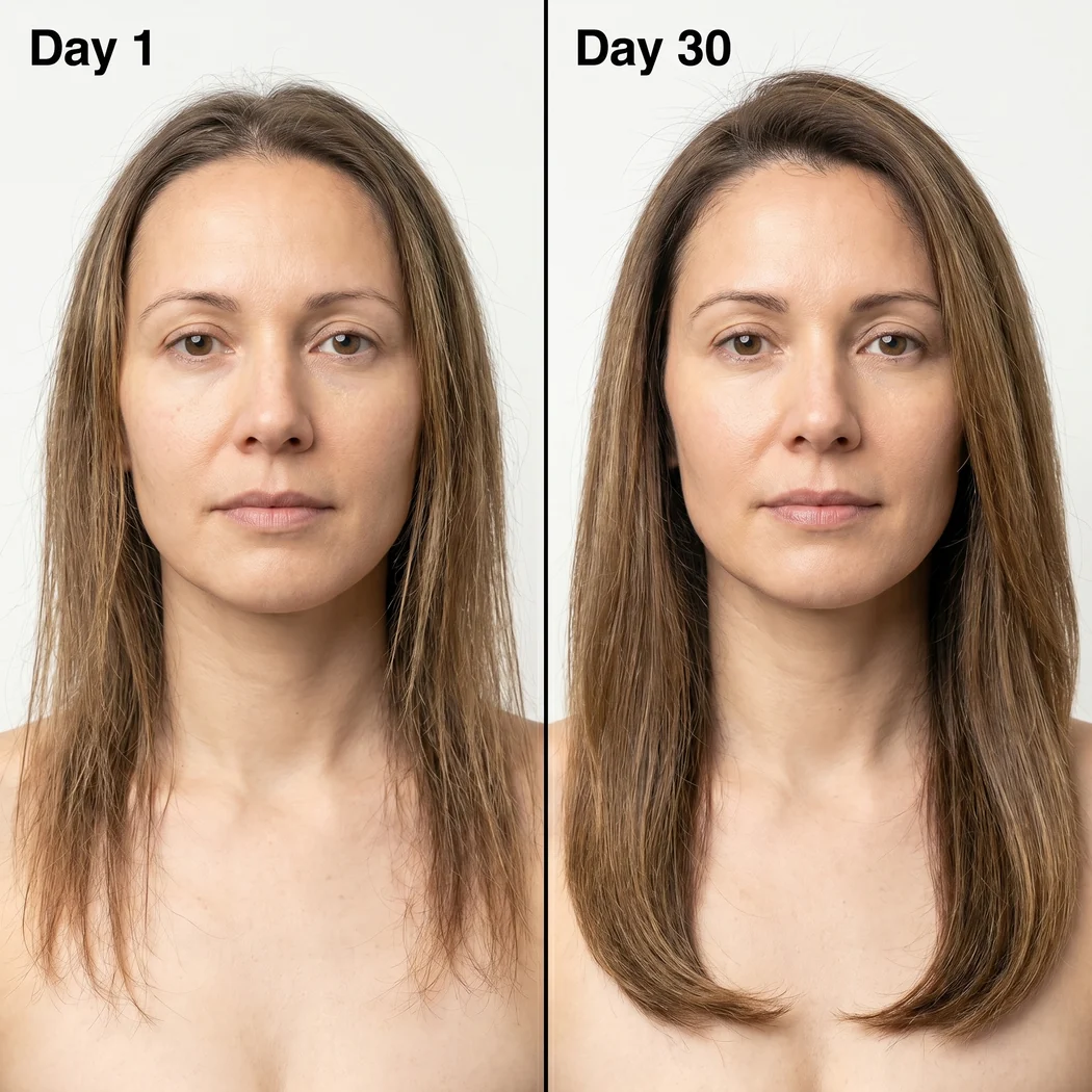 Day 1 versus Day 30 hair thickness comparison